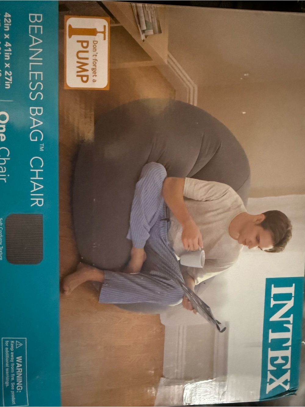 Intex Beanless Bag Chair - Gray